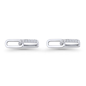 Paperclip Dangle Drop Huggie Hoop Earrings Cubic Zirconia 925 Sterling Silver Wholesale